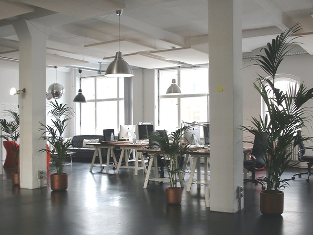 An image of an office space with lighting